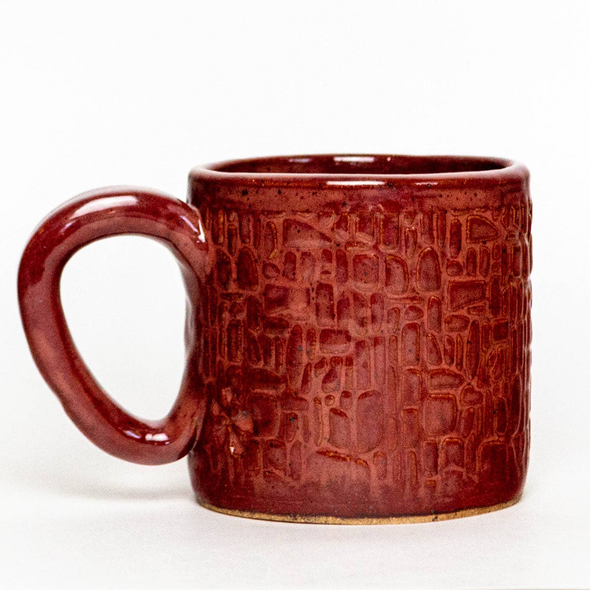 White Squirrel Design Handmade Ceramic 10oz Red Mug