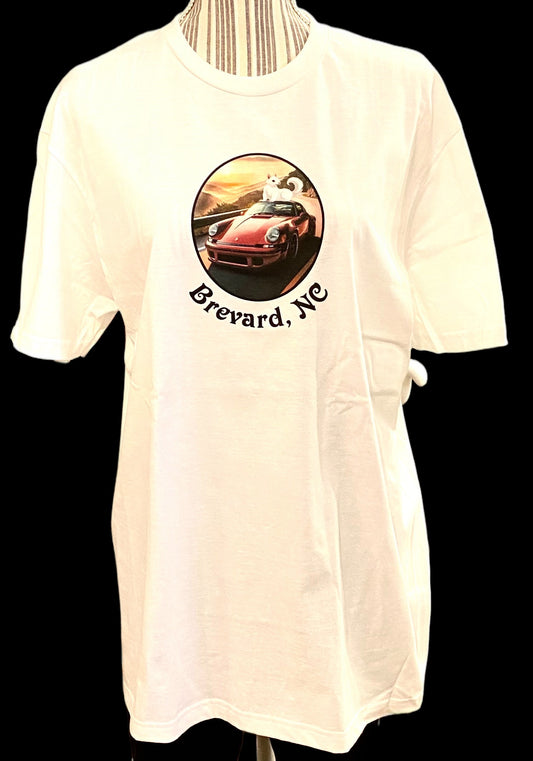 T-Shirt - Adult - Porsche with White Squirrel Driver - Short Sleeve Crew Neck