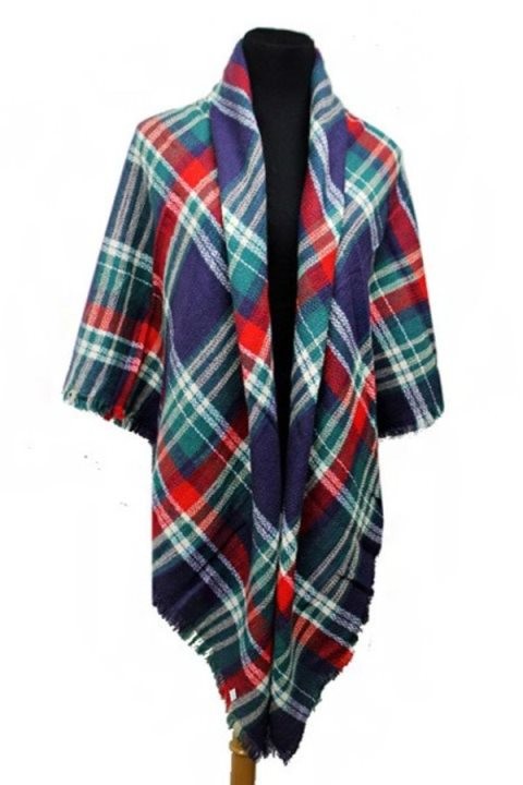 Scarf - Blanket Scarf - Oversized Square in Multi Color Plaids
