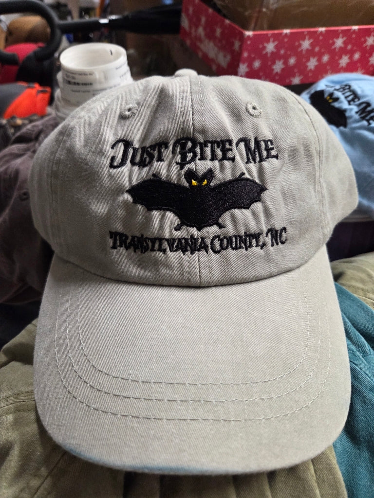 Baseball Cap/Hat - Embroidered "Just Bite Me" - Transylvania County NC