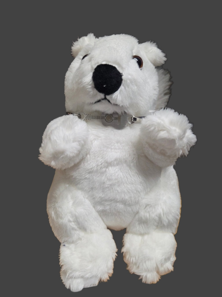 Stuffed Animal - Bead Dazzled White Squirrel with Black Nose - Medium Size