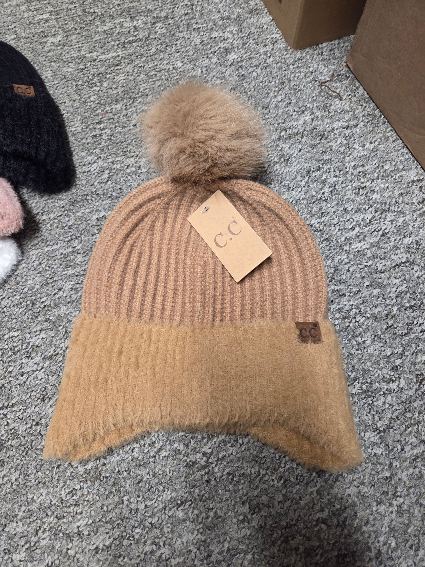 Hat - CC Fur Earflap Beanie Winter Hat in Assorted Colors