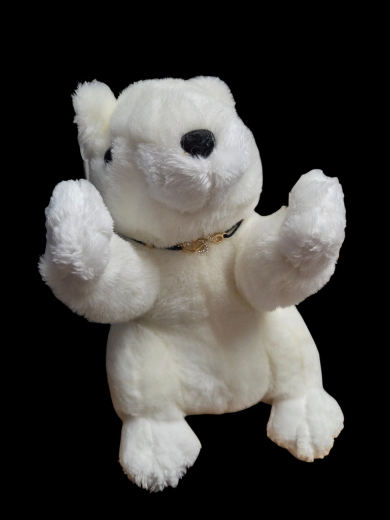 Stuffed Animal - Bead Dazzled White Squirrel with Black Nose - Medium & Large Size