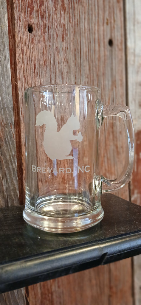 Drinkware - Glass - Mug with Etched White Squirrel & Brevard, NC