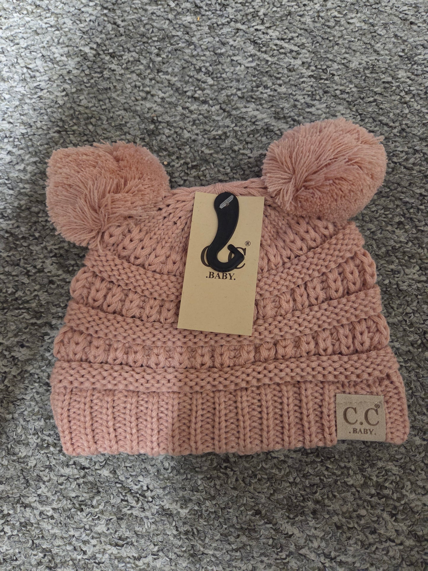 Hat - CC Baby Knit Beanie with Double Pom Pom in Assorted Colors