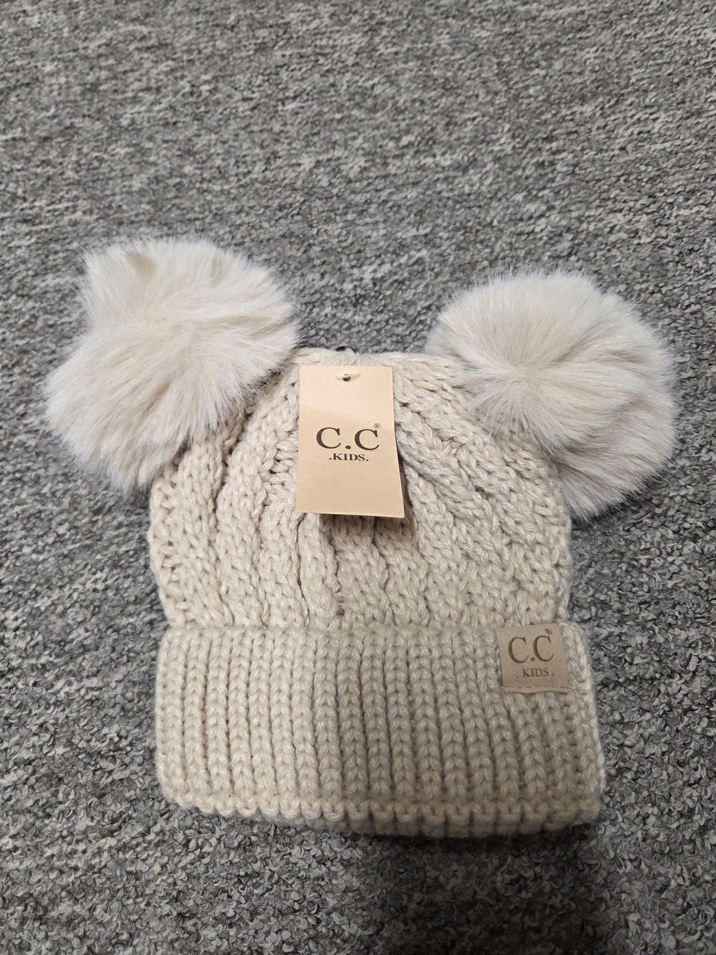 Hat - CC KIDS Double pom pom all over cable pattern Beanie