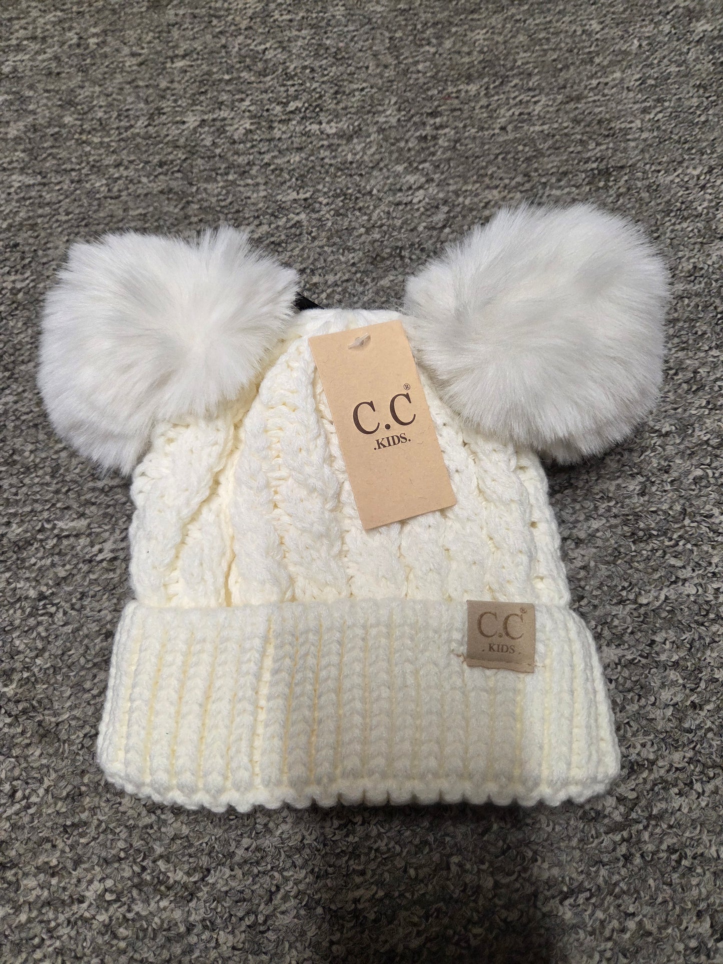Hat - CC KIDS Double pom pom all over cable pattern Beanie