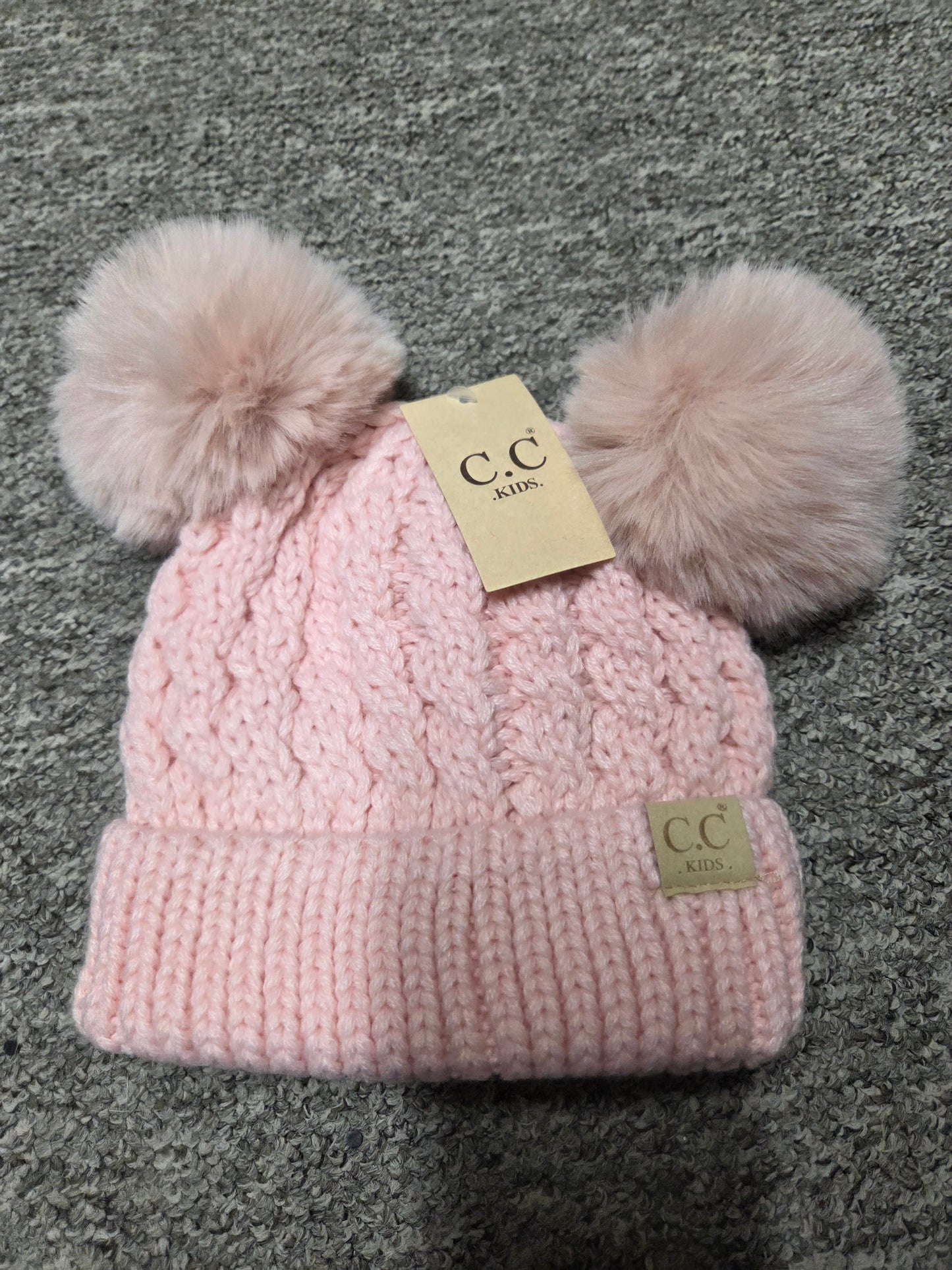 Hat - CC KIDS Double pom pom all over cable pattern Beanie