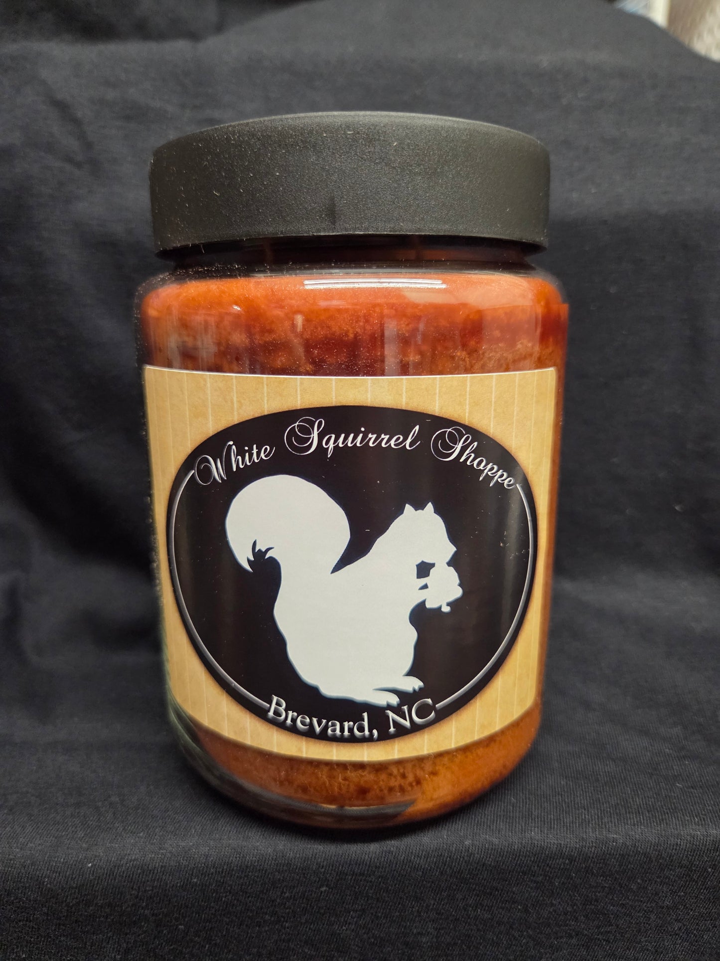 Buttered Maple Syrup scented candle 26 oz large size in glass jar with White Squirrel Shoppe label