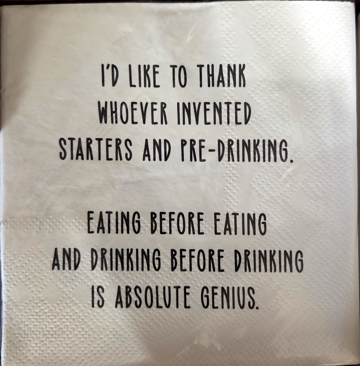 Napkins - Cocktail size for Happy Hour - Funny for Everyone - Black and White