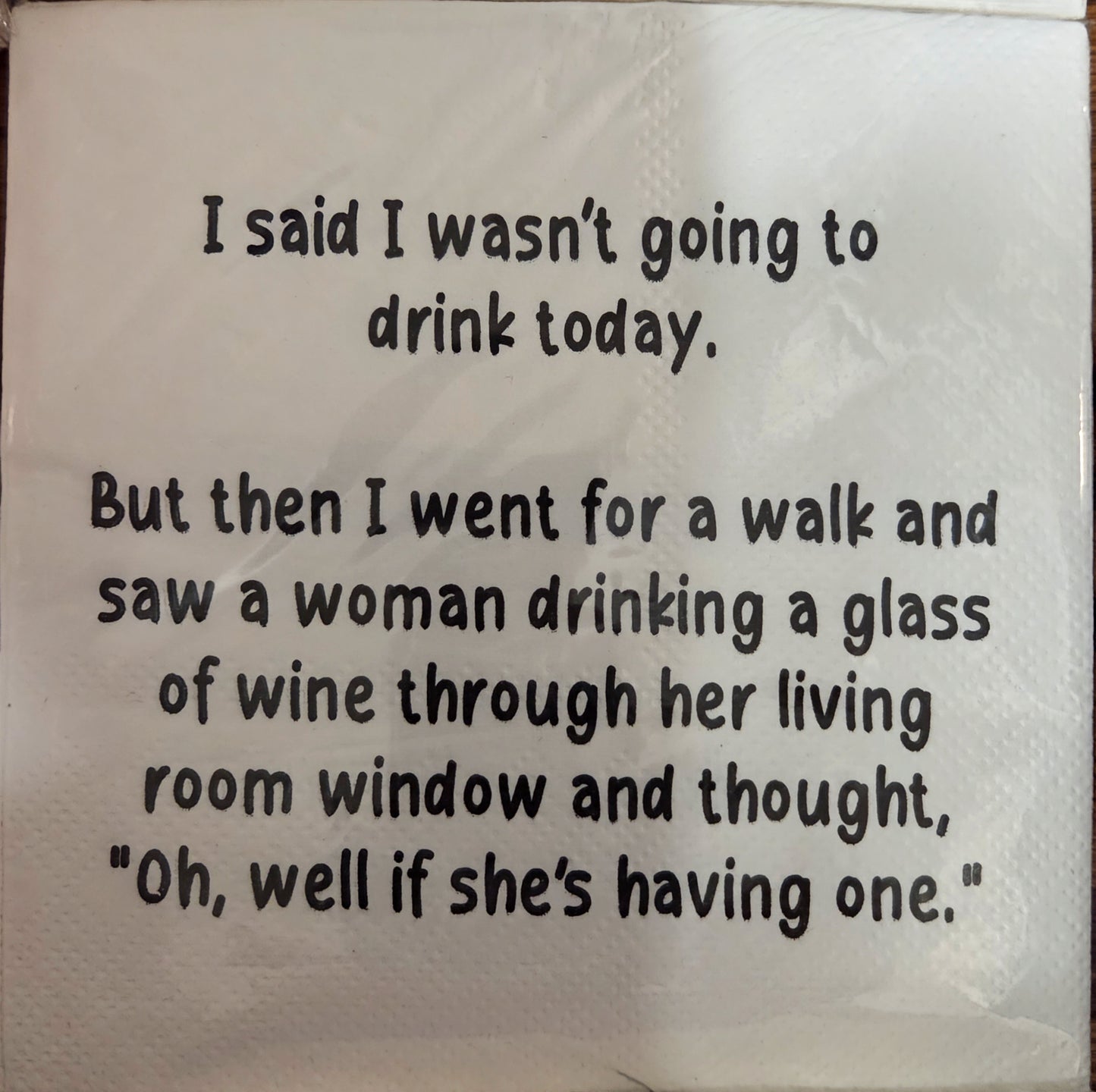 Napkins - Cocktail size for Happy Hour - Funny for Everyone - Black and White