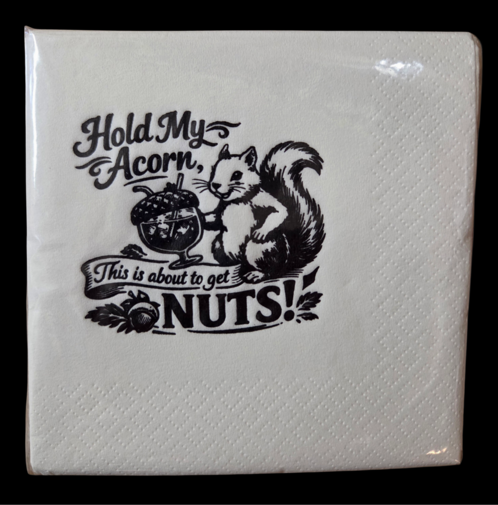 Cocktail Napkins with White Squirrel Design - 20 in a Pack in Various Designs