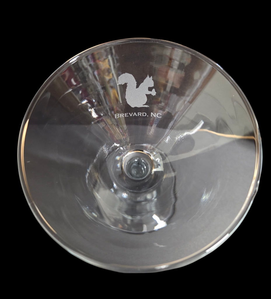 Drinkware - Martini Glass - Etched White Squirrel Brevard NC 6.5 ounces