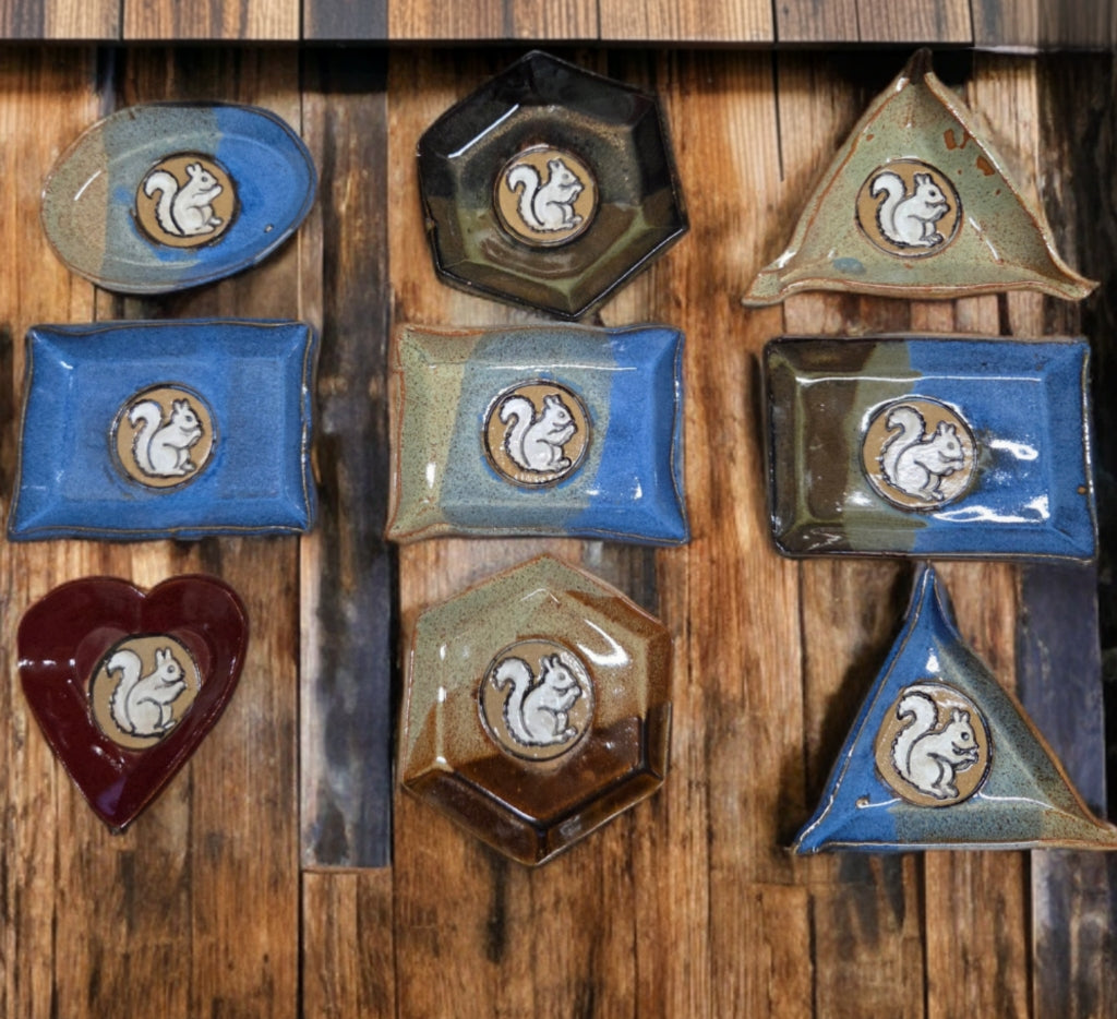 Pottery - Handmade Trinket Dishes in Various Shapes and Glaze Colors