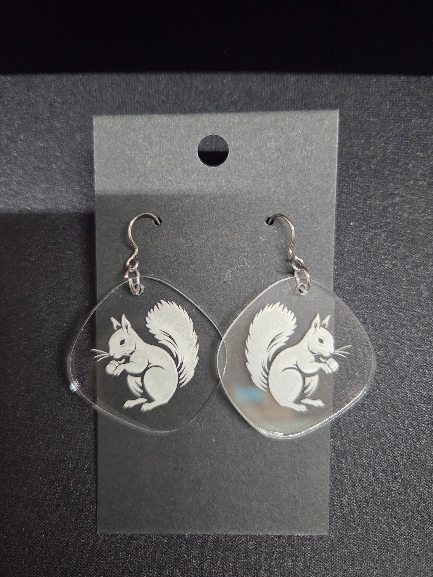 Jewelry - Earrings - Acrylic - White Squirrel - Local Made