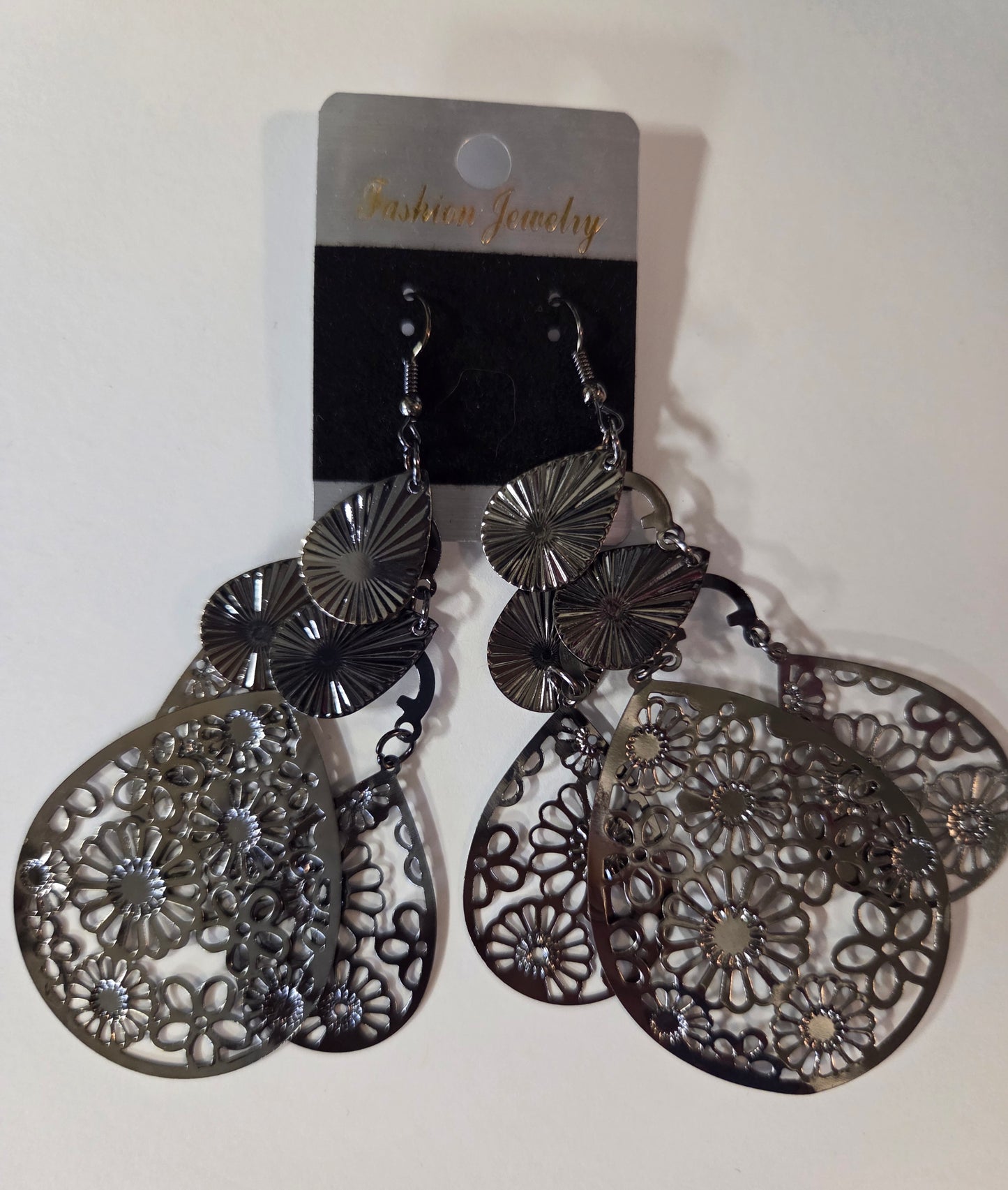 Jewelry - Earrings Dangle Assorted Laser Collection in Gold Silver and Black Tones