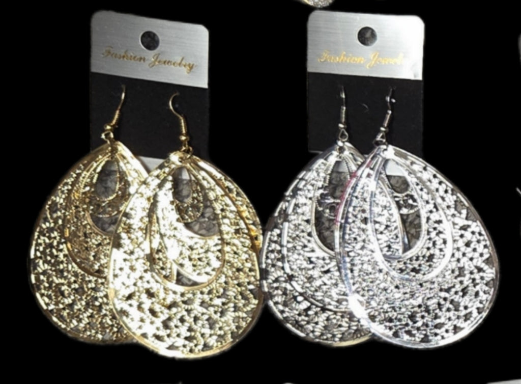 Jewelry - Earrings Dangle Assorted Laser Collection in Gold Silver and Black Tones
