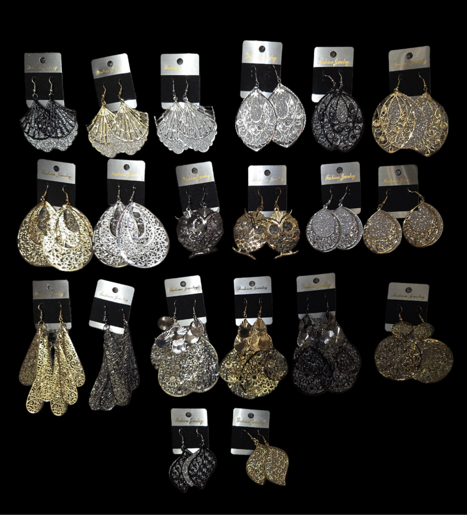 Jewelry - Earrings Dangle Assorted Laser Collection in Gold Silver and Black Tones