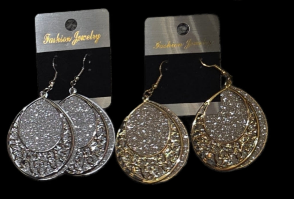 Jewelry - Earrings Dangle Assorted Laser Collection in Gold Silver and Black Tones