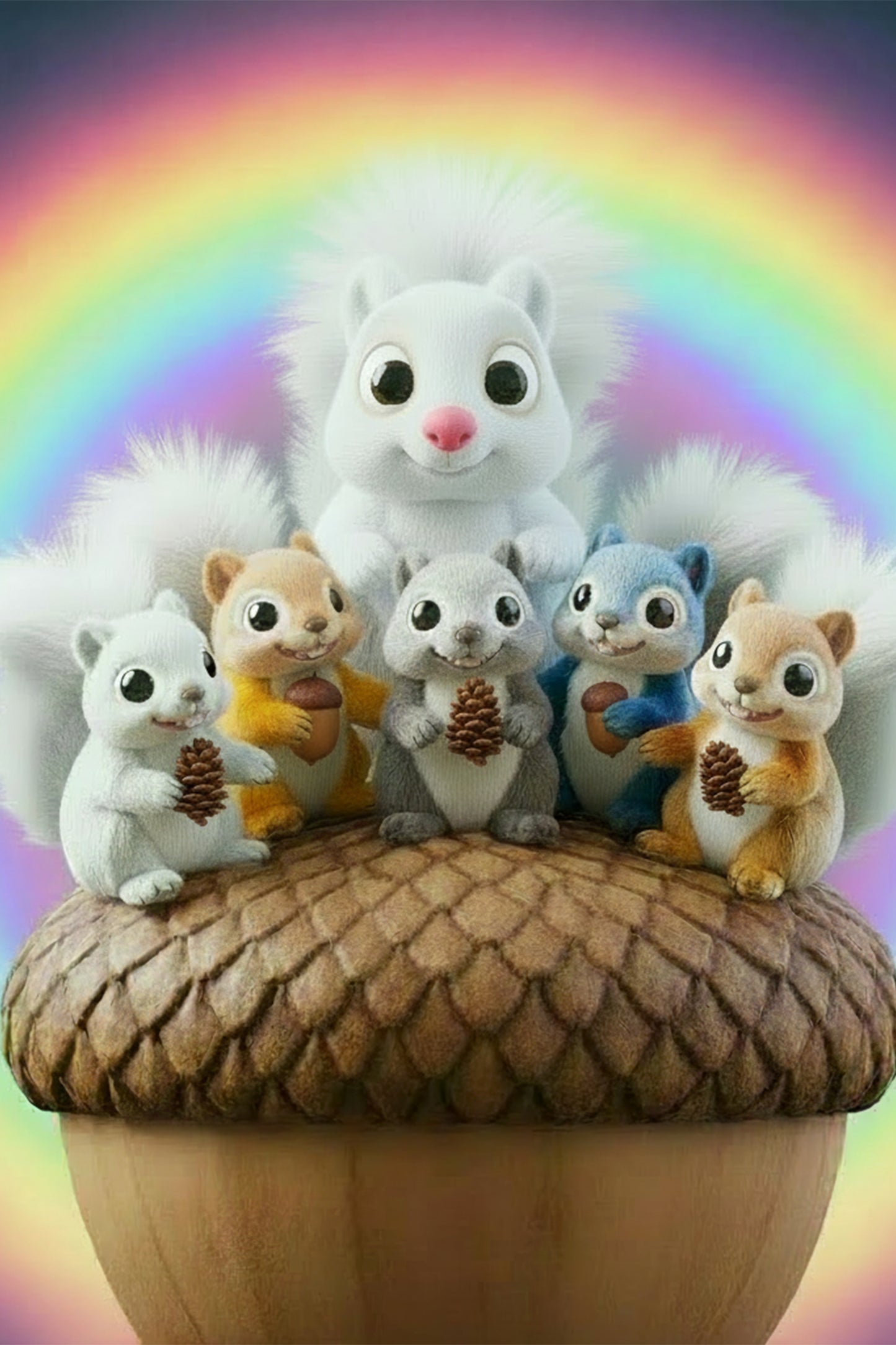Puzzle - For Children - White Squirrel Cotton Candy Squirrel Sweethearts - 12"x 18" - 35 Pieces