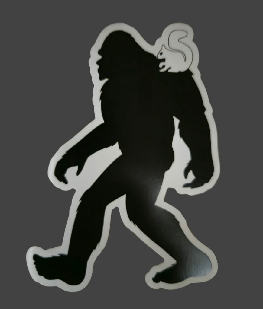 Magnet - Vinyl - Sasquatch Die-Cut with or without white squirrel on its shoulder