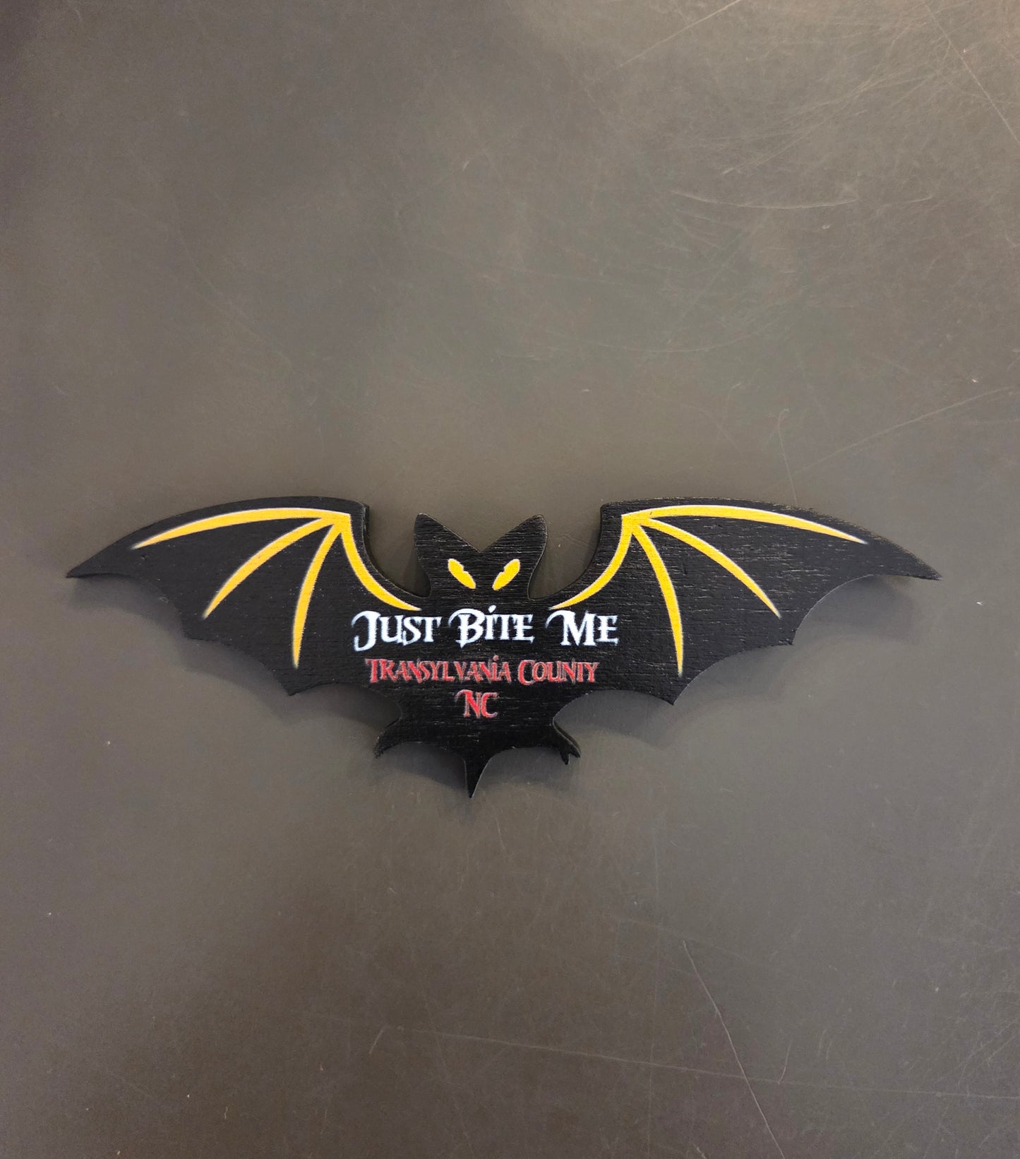 Magnet - Laser - Bat with Just Bite Me, Transylvania County, NC