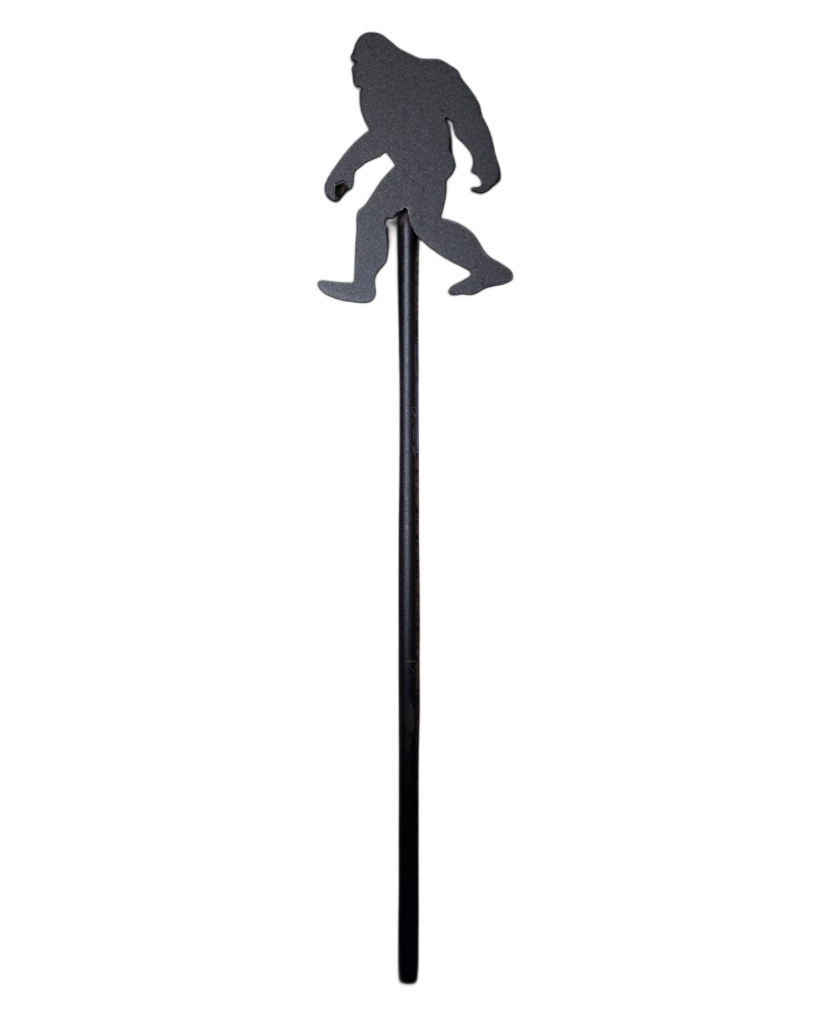 Metal Garden Art - Black Sasquatch Garden Stake - 9" high x 5-1/2" wide