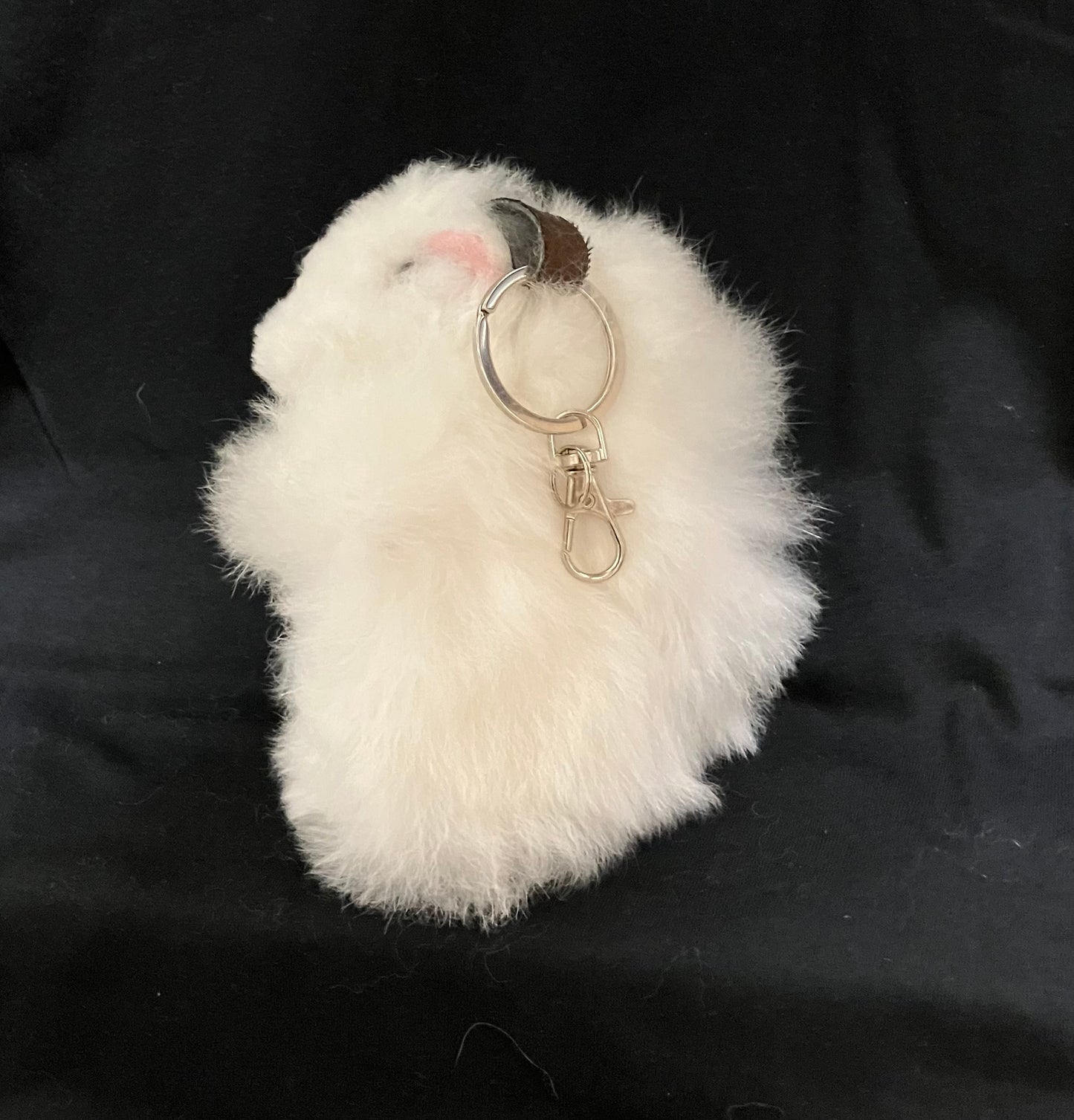 Purse Charm - Keychain / Key Clip - Alpaca White Squirrel