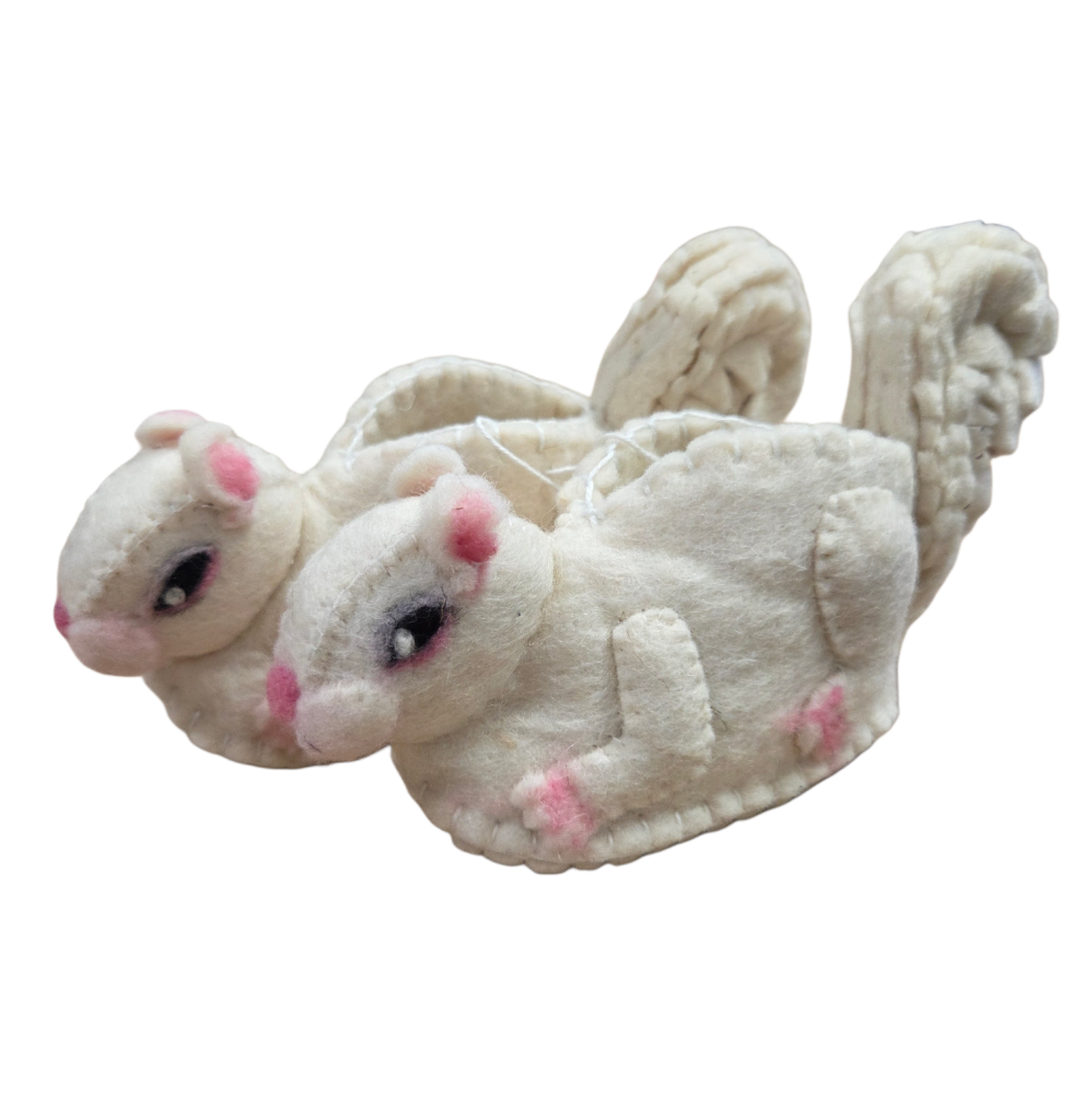 Slippers Hand Made White Squirrel Booties For Babies and Toddlers