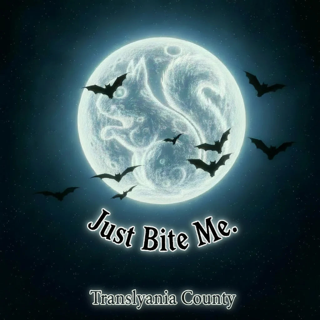 Sticker - White Squirrel Moon Just Bite Me with Bats 3"