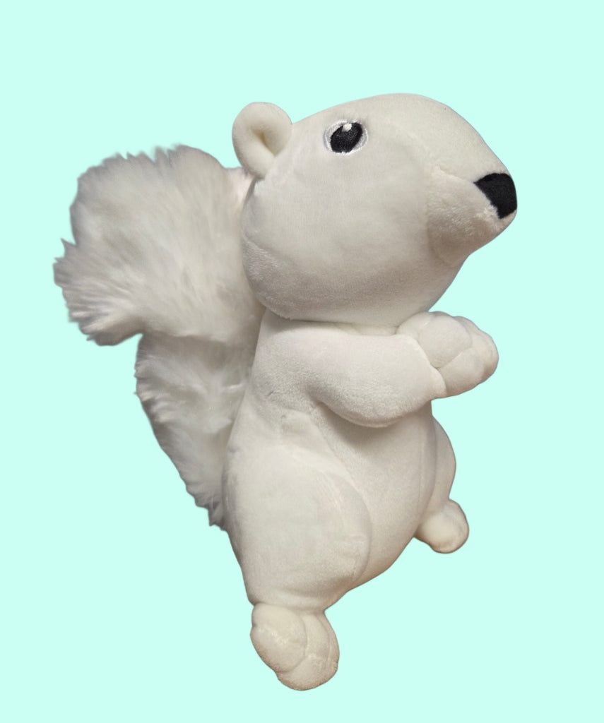 Stuffed Animal - White Squirrel of Brevard NC with Stitched Eyes -Fiesta Pocket Huggables Squishy Plush