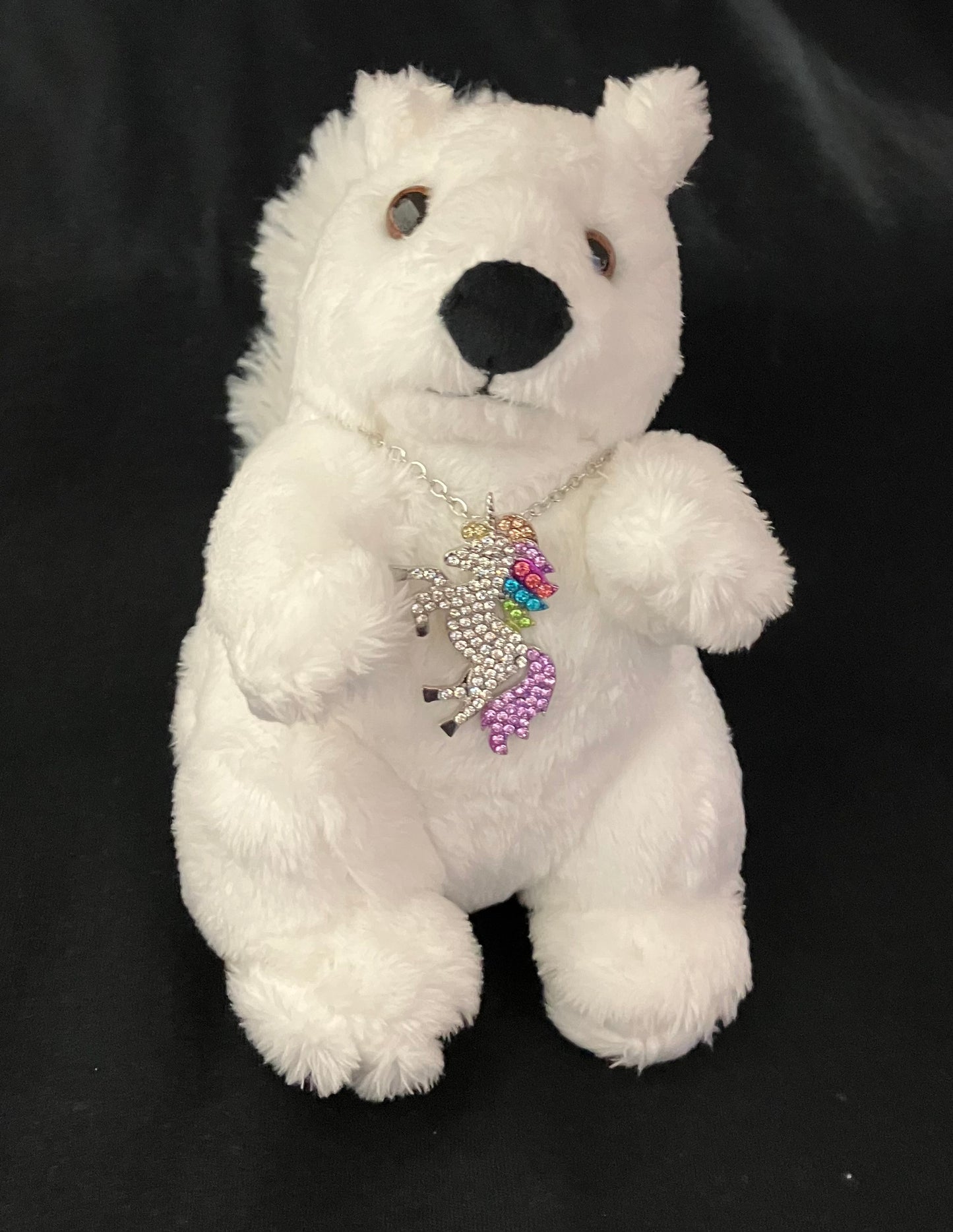 Stuffed Animal - Bead Dazzled White Squirrel with Black Nose - Medium Size
