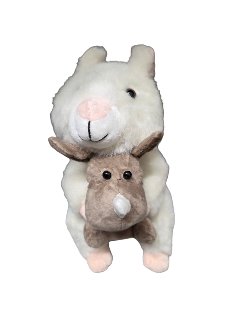 Stuffed Large White Squirrel Plush Toy with Pink Nose & Buddy Baby - 8 Inch Plushie Animal