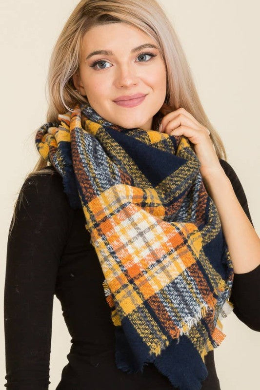 Scarf - Blanket Scarf - Oversized Square in Multi Color Plaids