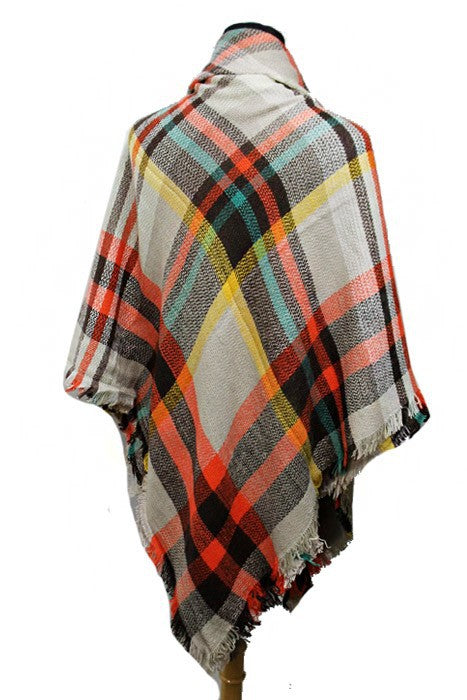 Scarf - Blanket Scarf - Oversized Square in Multi Color Plaids