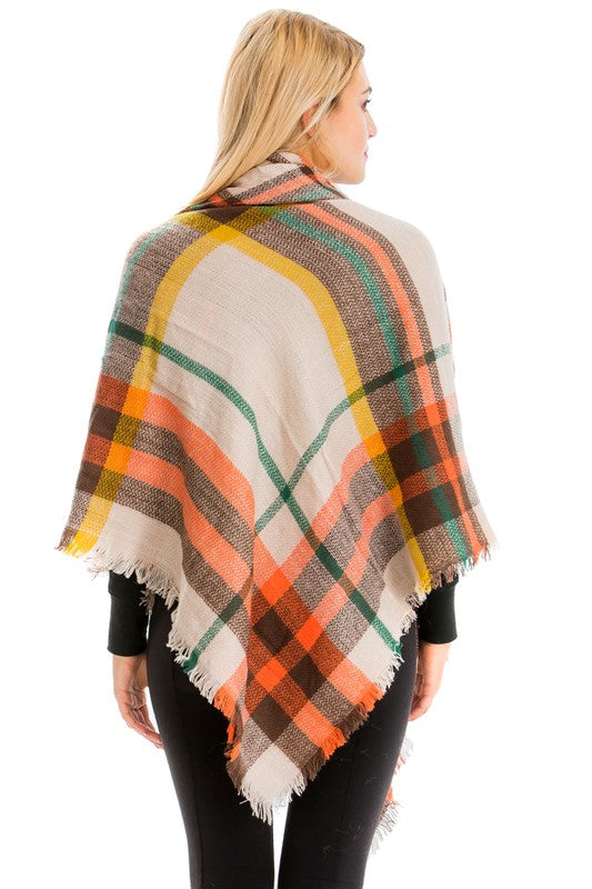 Scarf - Blanket Scarf - Oversized Square in Multi Color Plaids