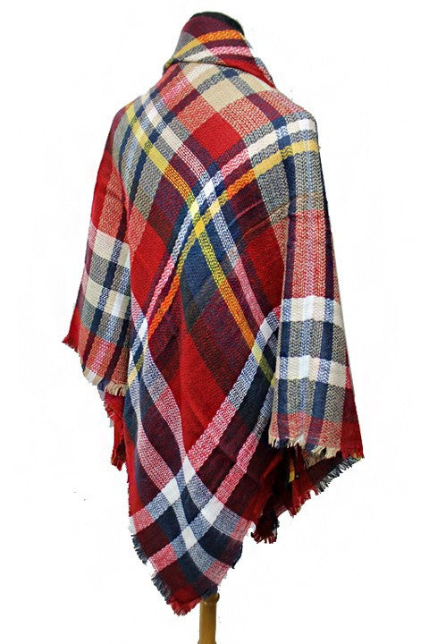 Scarf - Blanket Scarf - Oversized Square in Multi Color Plaids