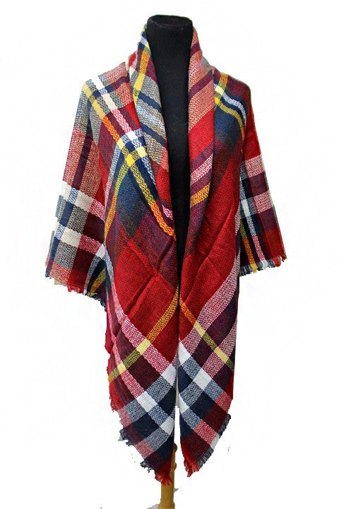 Scarf - Blanket Scarf - Oversized Square in Multi Color Plaids