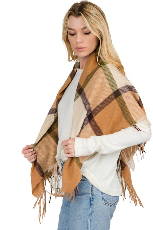 Scarf - Blanket Scarf - Oversized Square in Multi Color Plaids