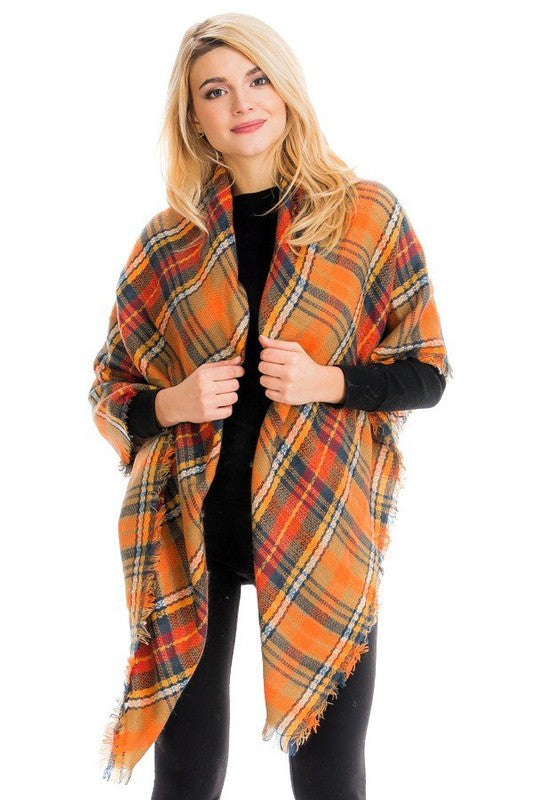 Scarf - Blanket Scarf - Oversized Square in Multi Color Plaids