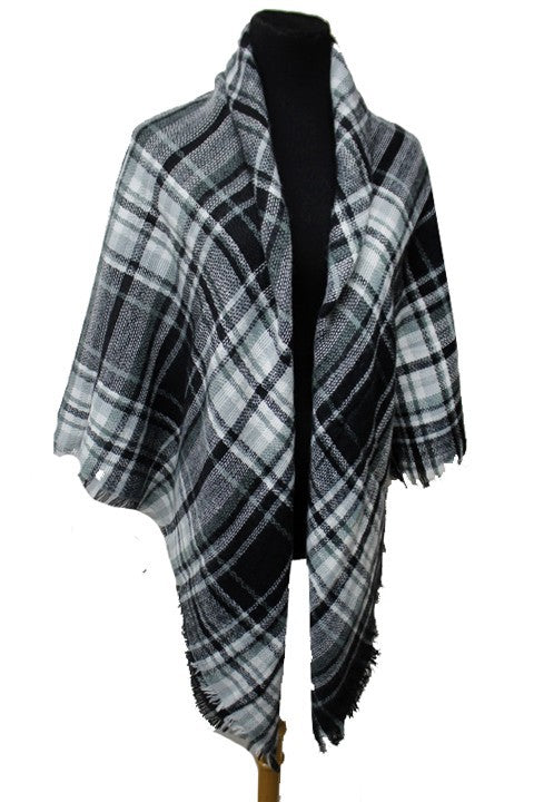 Scarf - Blanket Scarf - Oversized Square in Multi Color Plaids