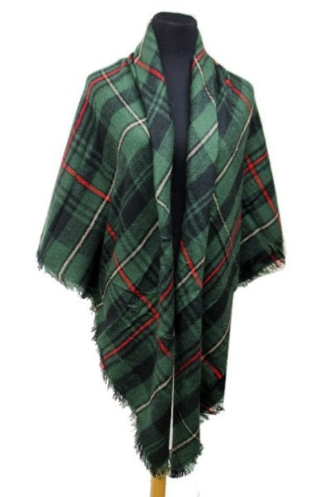 Scarf - Blanket Scarf - Oversized Square in Multi Color Plaids