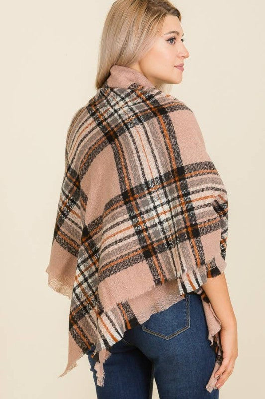 Scarf - Blanket Scarf - Oversized Square in Multi Color Plaids