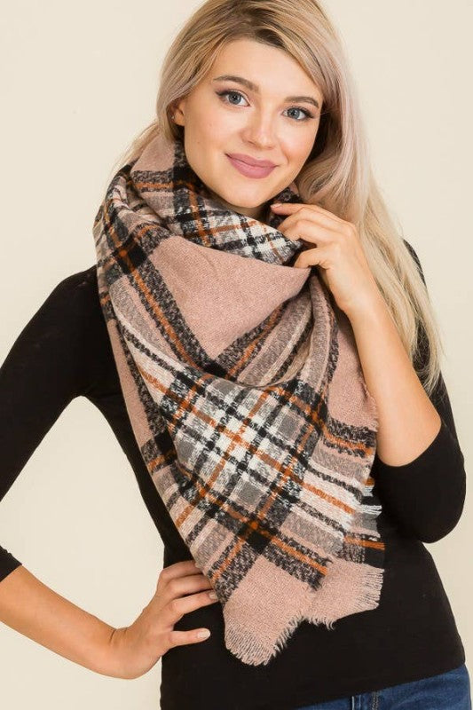 Scarf - Blanket Scarf - Oversized Square in Multi Color Plaids