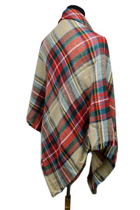 Scarf - Blanket Scarf - Oversized Square in Multi Color Plaids