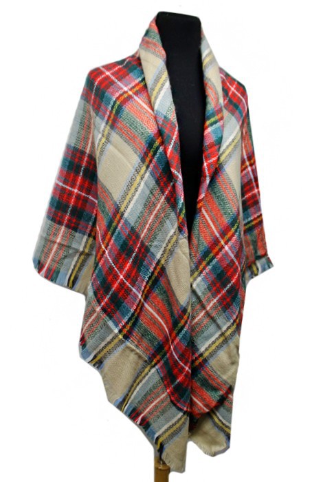Scarf - Blanket Scarf - Oversized Square in Multi Color Plaids