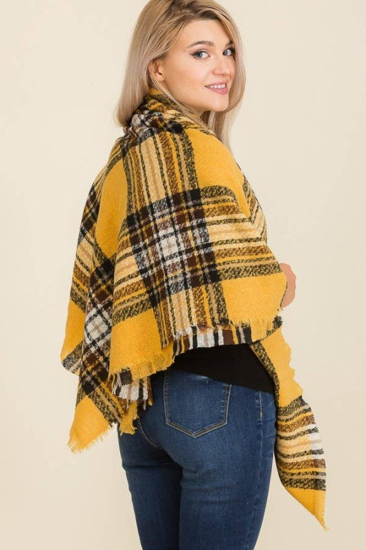Scarf - Blanket Scarf - Oversized Square in Multi Color Plaids