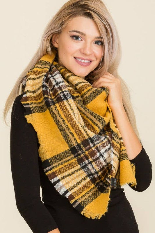 Scarf - Blanket Scarf - Oversized Square in Multi Color Plaids