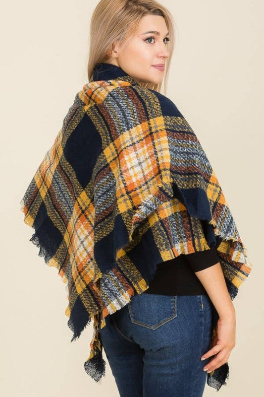 Scarf - Blanket Scarf - Oversized Square in Multi Color Plaids