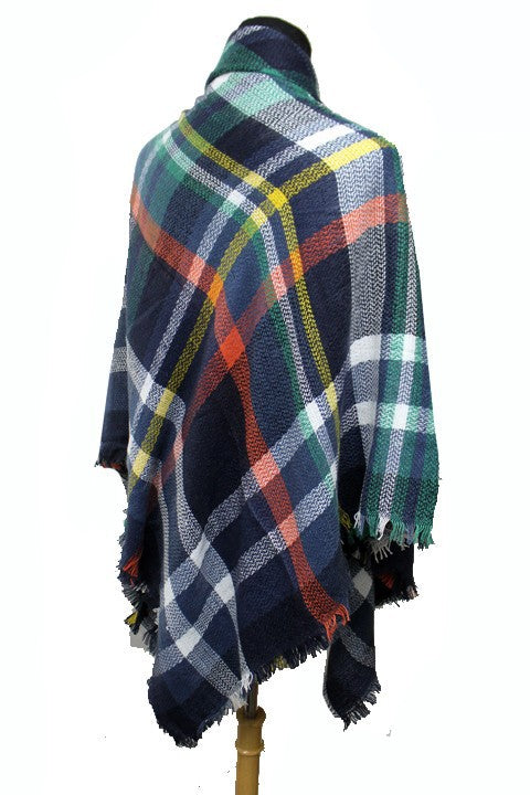 Scarf - Blanket Scarf - Oversized Square in Multi Color Plaids